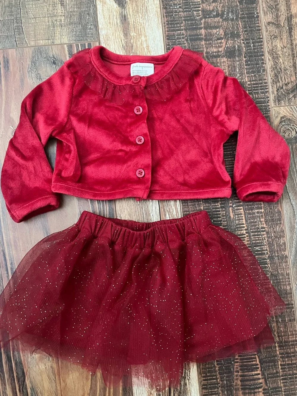 Holiday Red Velvet & Tulle Dress Set